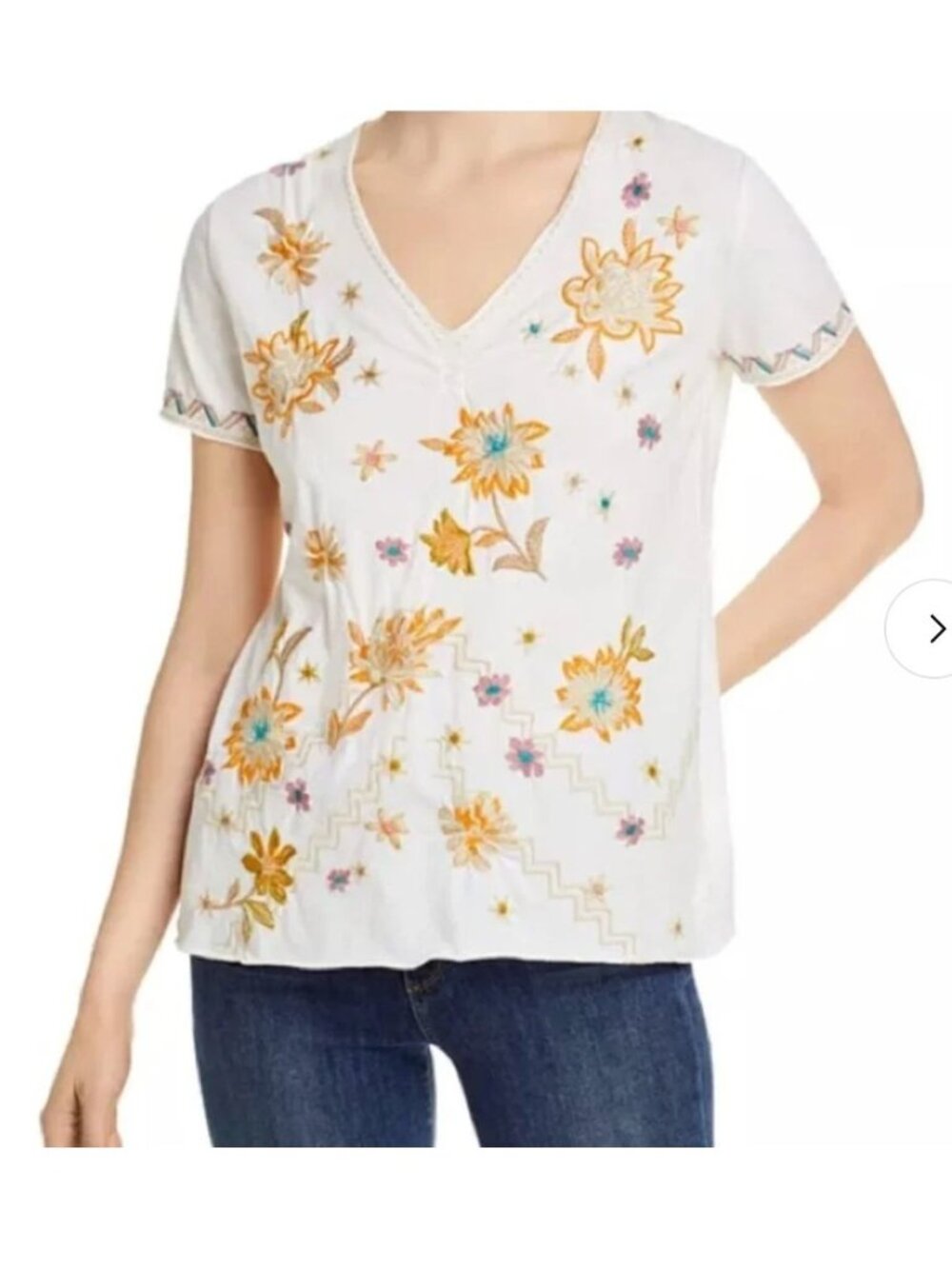 Johnny Was Elia Pleat front tee NWT - Size XS